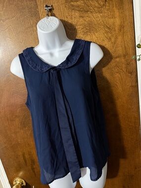 LC Lauren Conrad Navy Sleeveless Tie-Front Camisole